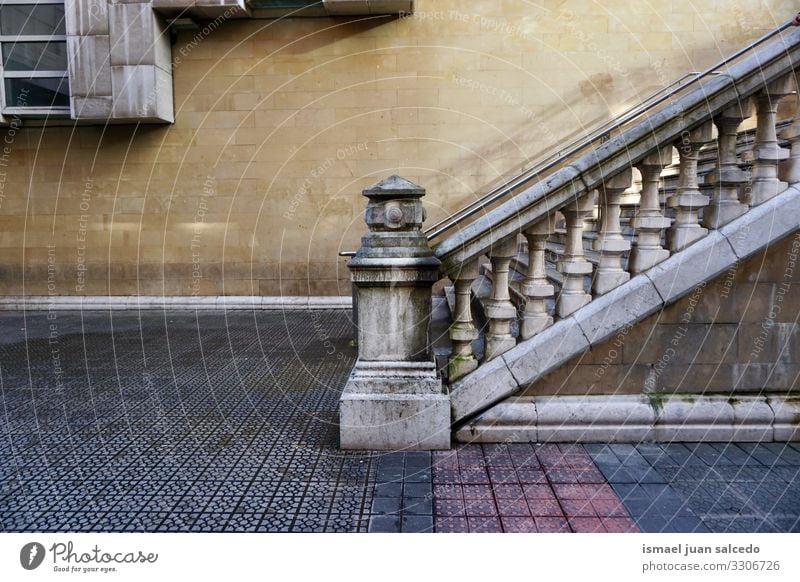 stairs architecture on the street in Bilbao city Spain steps structure staircase stairway construction floor ground outdoors urban old up down fence bilbao