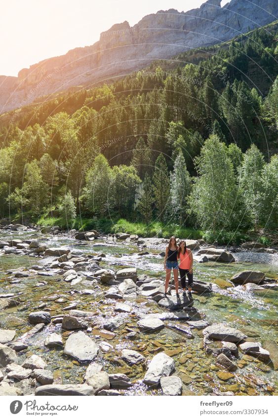 Two friends in the middle of the nature Vacation & Travel Tourism Summer Mountain Hiking Friendship Youth (Young adults) 1 Human being 18 - 30 years Adults