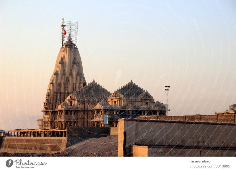 Somanath Temple at Sunset Vacation & Travel Places Religion and faith Dusk Jyotirlinga Shiva Saiva Hinduism Indian Spiritual Holy pilgrimage Pilgrim tour