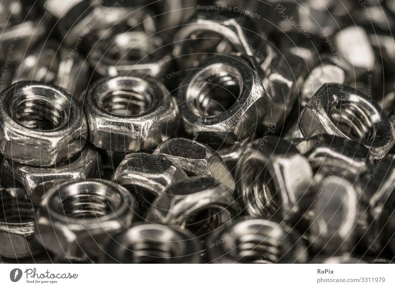 Hexagonal screw nuts. Design Leisure and hobbies Model-making Education Science & Research Work and employment Profession Workplace Construction site Factory