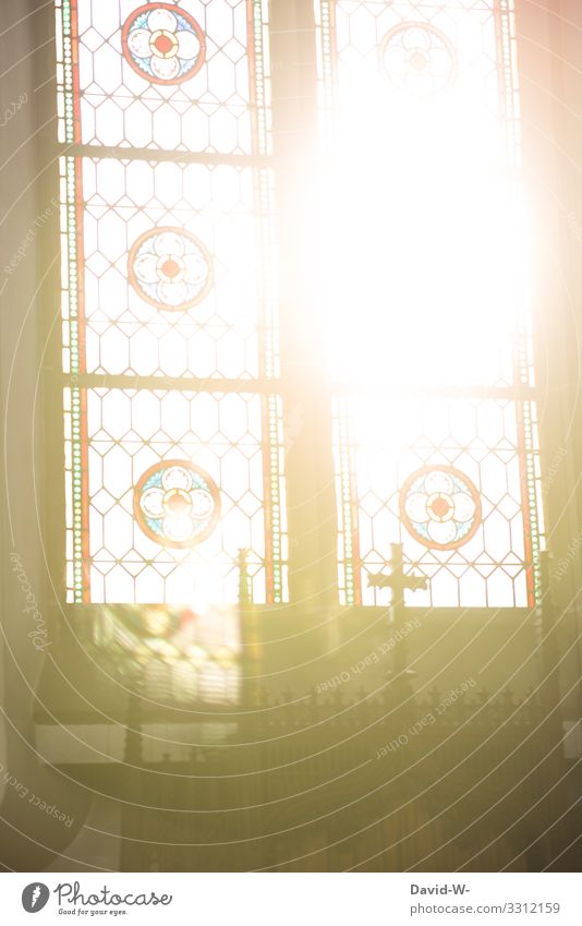 Sun shines through church windows Faith God and church Church Crucifix Church window sunshine Sunlight Belief pray Jesus Christ Remember Grief Hope corona