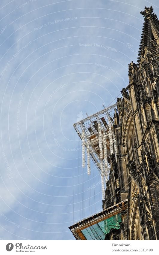 Building site City trip Sky Beautiful weather Cologne Manmade structures Architecture Tourist Attraction Landmark Monument Cologne Cathedral Stone Glass Metal