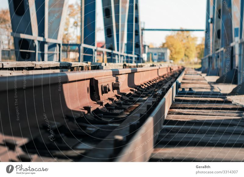 old railway on the bridge in Chernobyl Ukraine Vacation & Travel Tourism Trip Plant Sky Autumn Tree Bridge Building Street Railroad Wood Metal Old Threat Blue