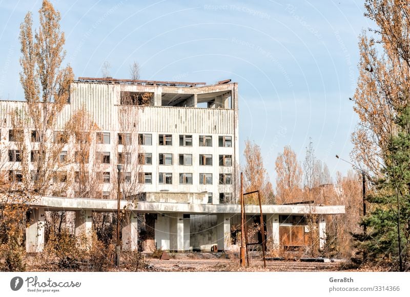 hotel on the street of the abandoned city of Chernobyl Vacation & Travel Tourism Trip House (Residential Structure) Landscape Plant Sky Clouds Autumn Tree Ruin