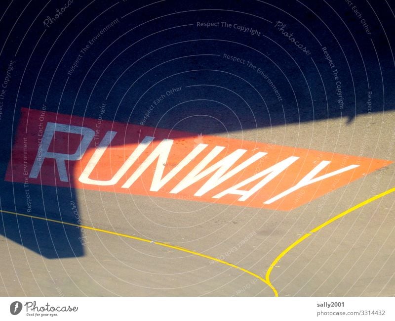 ready for take-off... Signposting to the runway in capital letters... airfield Airplane Runway Shadow Airport Aviation Vacation & Travel Flying Airplane landing