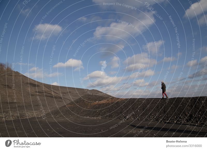 Saarland slag heap path Slagheap Promenade Bleak Trip Lunar landscape Landscape Exterior shot Sky Beautiful weather Lanes & trails Clouds strollers