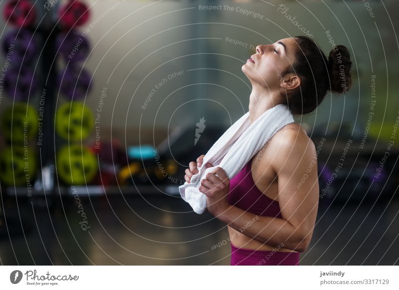 Woman Resting After Exercises at the Gym Lifestyle Happy Beautiful Body Club Disco Sports Human being Feminine Young woman Youth (Young adults) Adults 1