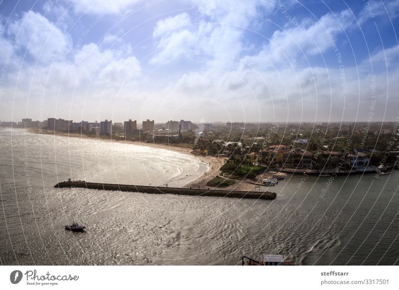 Aerial view of Hillsboro Beach Ocean Nature Landscape Beautiful weather Coast Aircraft Blue Hillsboro inlet Pompano Beach Florida Blue sky coastal