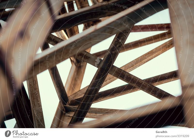 background of metal beams of industrial building close up Industry Architecture Crossroads Metal Rust Old abstraction construction crossbars Geometry Grunge