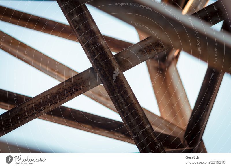 background of metal beams of industrial building close up Industry Architecture Crossroads Metal Rust Old abstraction construction crossbars Geometry Grunge