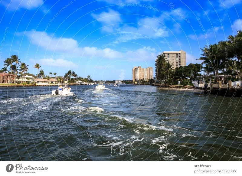 Hillsboro Inlet Waterway headed to Hillsboro Beach Ocean Nature Landscape Coast Bridge Blue riverway Pompano Beach Florida coastal waterfront view Inlet beach