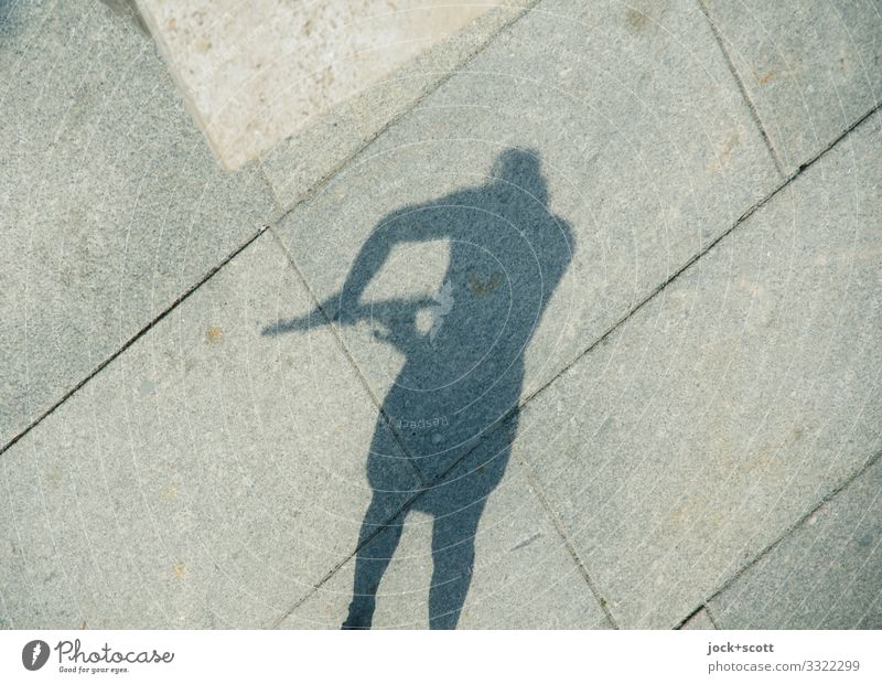 small clarino Feminine 1 Human being Busker Clarinet Downtown Berlin Sidewalk Stone slab Line Stand Sharp-edged Simple Under Gray Emotions Moody Determination