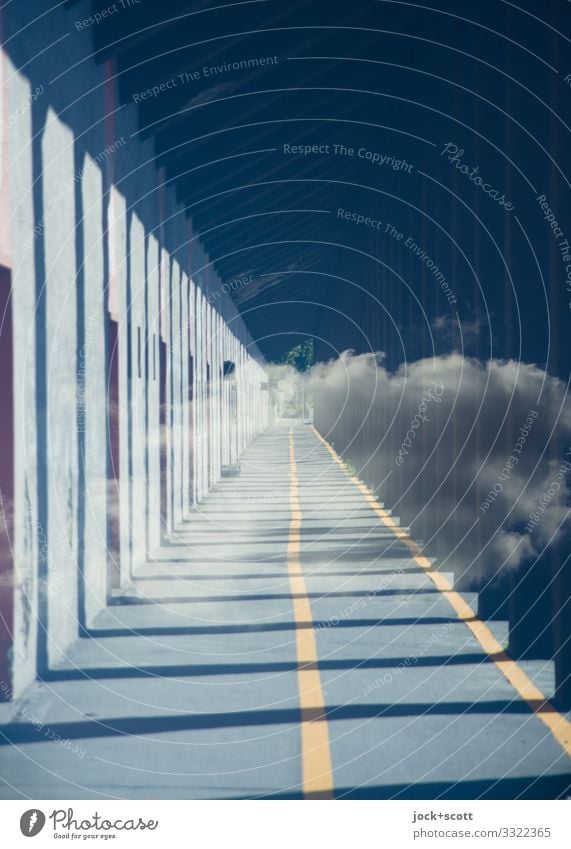 New guideline Clouds Column Passage Lanes & trails Cycle path Diversion Line Road marking Free Long Orderliness Symmetry Change Double exposure Reaction