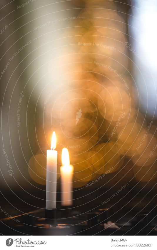 Candles burn in the church Faith and hope candles shoulder stand Flame Church Belief Hope corona coronavirus pass away Grief pray Prayer Interior shot Light