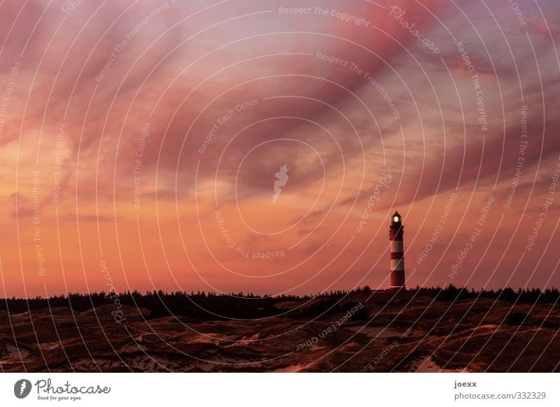 you and I Sky Clouds Horizon Summer Beautiful weather Forest Hill Island Amrum Lighthouse Brown Orange Black Calm Hope Idyll Vacation & Travel Colour photo