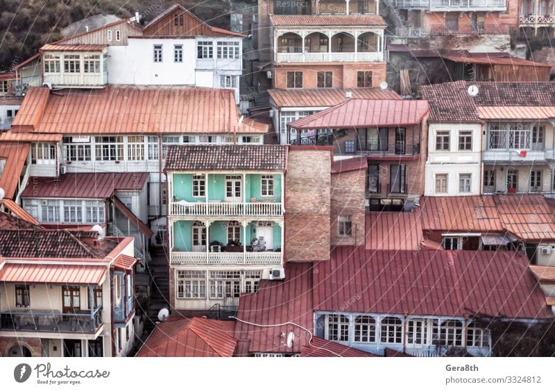 residential old retro street in the city of Georgia Vacation & Travel Tourism Trip House (Residential Structure) Building Architecture Balcony Street Stone Wood