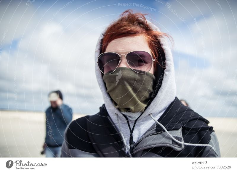 Rømø against the wind. Relaxation Calm Vacation & Travel Far-off places Freedom Beach Island Human being Masculine Young woman Youth (Young adults) Friendship