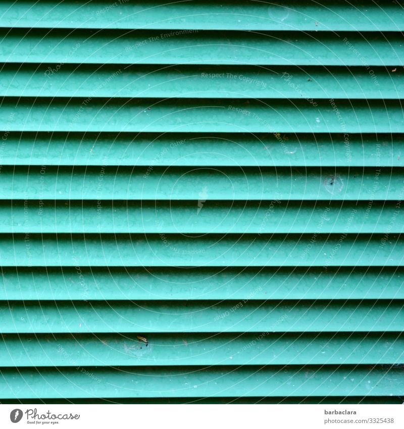 ruled Vent slot Technology Energy industry Box Container Metal Line Stripe Turquoise Design Environment Town Colour photo Exterior shot Close-up Detail Abstract