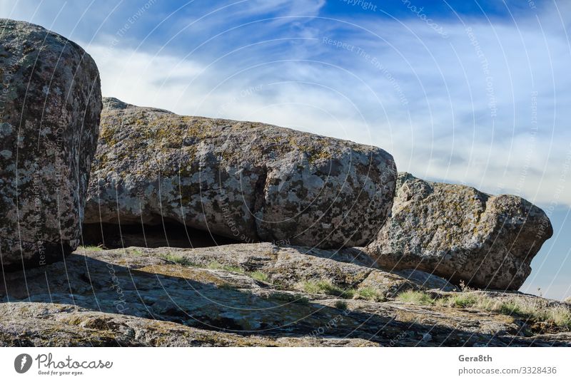 large stones against a blue sky and white clouds Vacation & Travel Summer Mountain Nature Sky Clouds Rock Stone Blue Gray White big big stones Blue sky clear