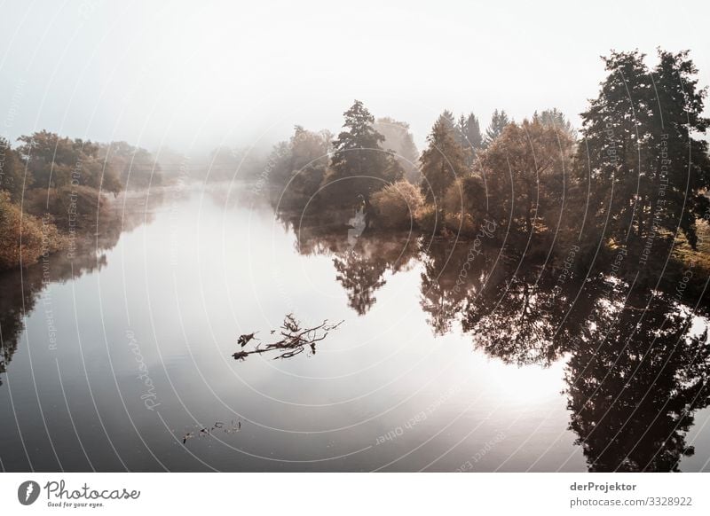 Morning fog over the Nahe near Bingen Looking Wide angle Panorama (View) Long shot Central perspective Deep depth of field Sunrise Light (Natural Phenomenon)