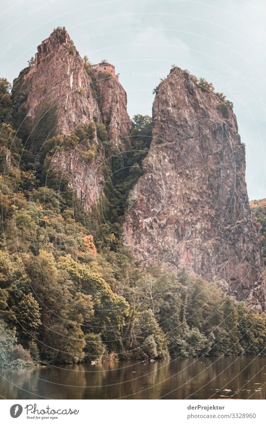 Rocks at the Nahe Panorama (View) Sunlight Copy Space middle Copy Space left Vacation good wishes Miracle of Nature River River bank Adventure Trip Tourism