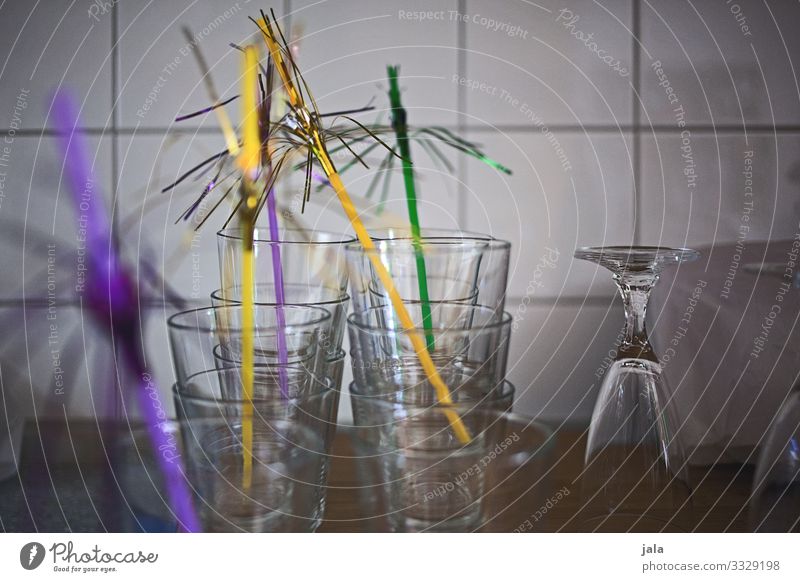 party Glass Straw Lifestyle Joy Party Event Feasts & Celebrations Drinking Esthetic Happiness Kitsch Colour photo Interior shot Deserted