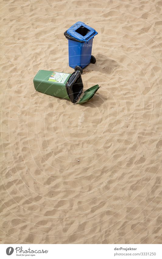 Garbage cans on the beach in Portugal/Alentejo seashore Landscape gap Sunbathing Ocean Vacation & Travel Far-off places Trip Bathing place Beach Nature