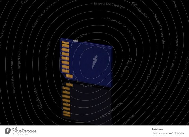 blue Flash Card on a black background Industry Camera Technology Media Accessory Black Safety Safety (feeling of) memory isolated multimedia compact Data Disk