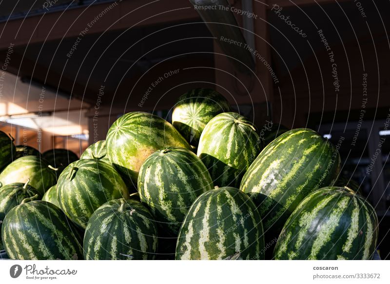 Lots of watermelons in a street market Food Vegetable Fruit Dessert Nutrition Organic produce Vegetarian diet Diet Design Healthy Eating Summer Garden Gardening