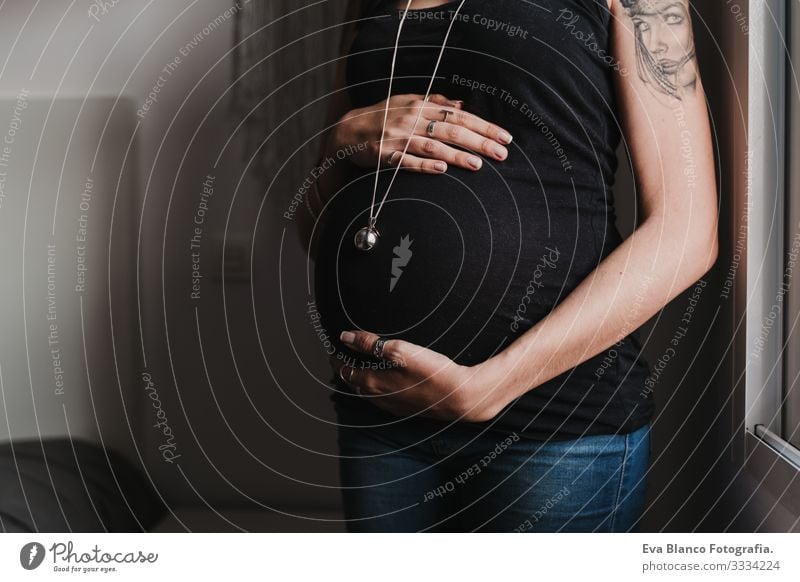 portrait of young pregnant woman at home standing by the window Pregnant Woman Portrait photograph Home Lifestyle expecting Window Day Expectation