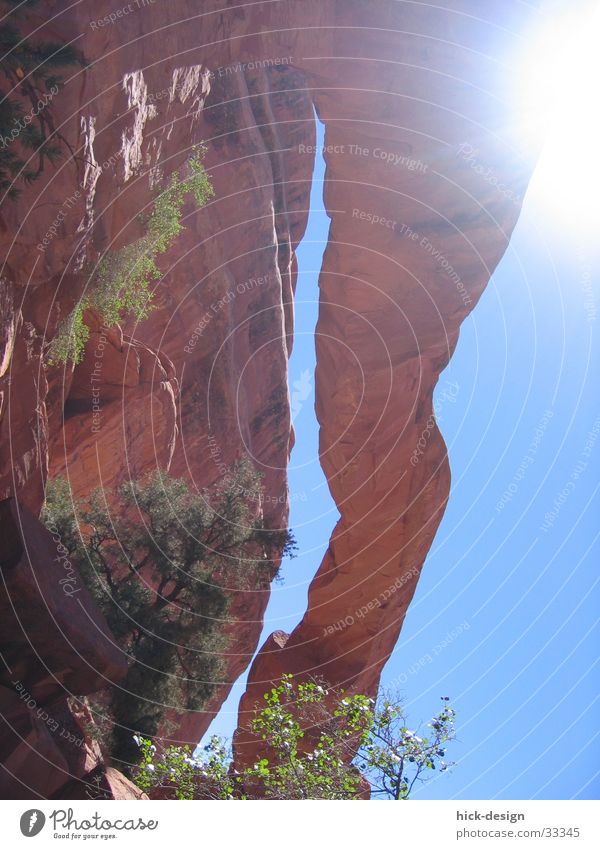 light arc Sandstone Back-light Arches National Park Nature sand arch Sun Blue sky USA