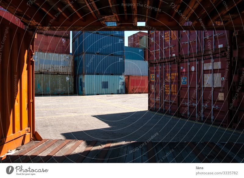 logistics Trade Logistics Services Lanes & trails Navigation Container Candle Metal Stagnating Desire Port of Hamburg Stack Cosmopolitan Colour photo