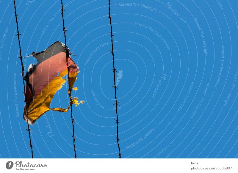 unity and justice and... Line Movement Transience Change Germany Flag Barbed wire Sky Broken Symbols and metaphors Colour photo Exterior shot Copy Space right