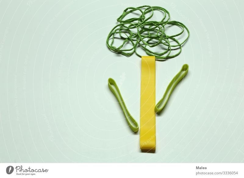 Green tree made of coloured rubber bands Elastic Multicoloured Elastic band Rubber String Office Colour Things Background picture Structures and shapes Yellow