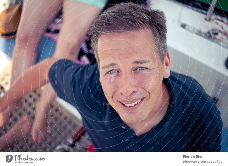 Man in his mid 30s with light blue eyes while sailing Sailing Closing time Human being Masculine Adults Life 1 30 - 45 years Boating trip Sailboat Sailing ship