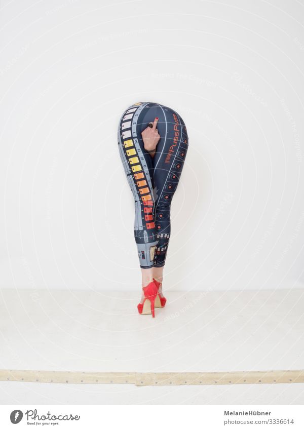 Fuck you Yoga High heels Brash Free Rebellious Eroticism Crazy Multicoloured Roland Juno 60 Music Leggings Techno Fashion Berlin Electronic Colour photo