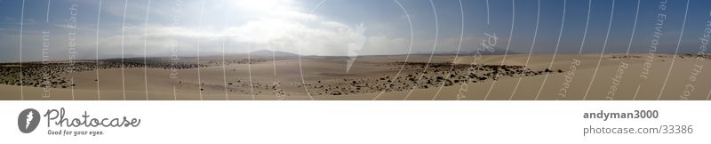 Panorama El Jable Panorama (View) Fuerteventura Hot Physics Loneliness Deserted Sand Beach dune Sun Warmth Far-off places Large Panorama (Format)