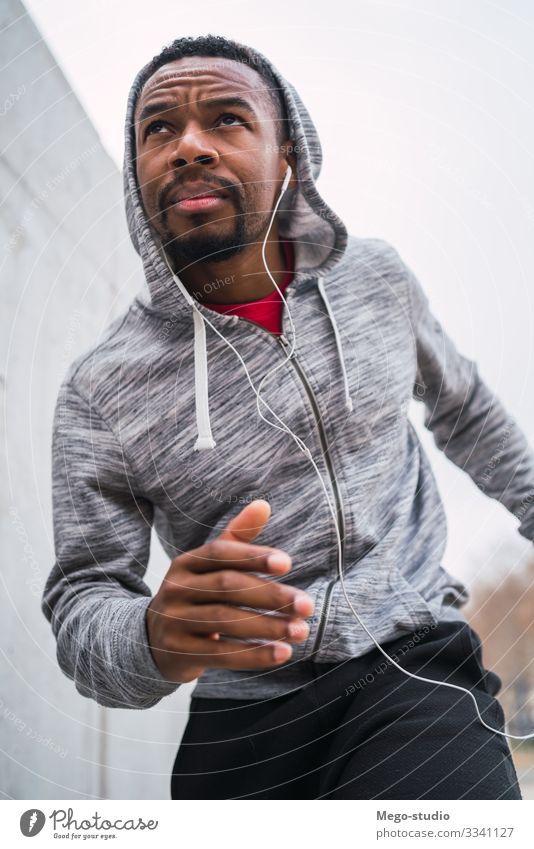 Portrait of fitness man running. Lifestyle Personal hygiene Body Relaxation Leisure and hobbies Sports Jogging Human being Masculine Man Adults 1 30 - 45 years