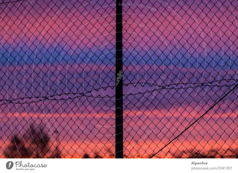 Morning glory Fence Sunrise Sunrise - Dawn Sky Deserted cordon Clouds Exterior shot Twilight Sunset Colour photo Silhouette Beautiful weather Environment