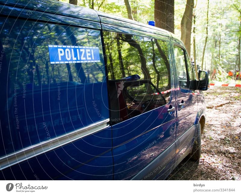 Illegal police action in Hambacher Forst. Eviction of tree house under pretext of lack of fire protection Police Force Hambach Forest Police car