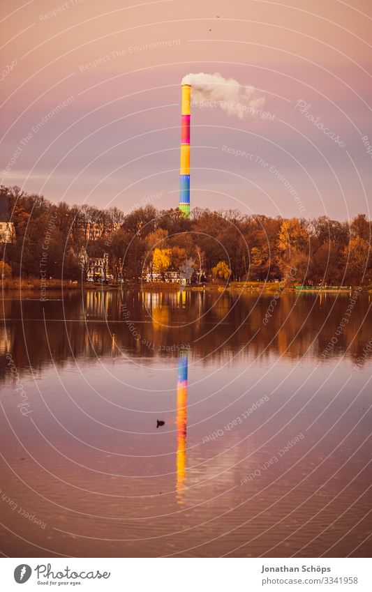 Capital of Culture Chemnitz 2025 View over the Schlossteich towards Esse Environment Landscape Climate change coast Lakeside Pond Smoke Fear of the future