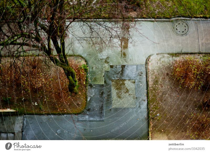 Rainy weather from the bird's eye view Berlin Wet Precipitation Rainwater Drops of water Window pane Dreary Town City life Water Bird's-eye view Front garden