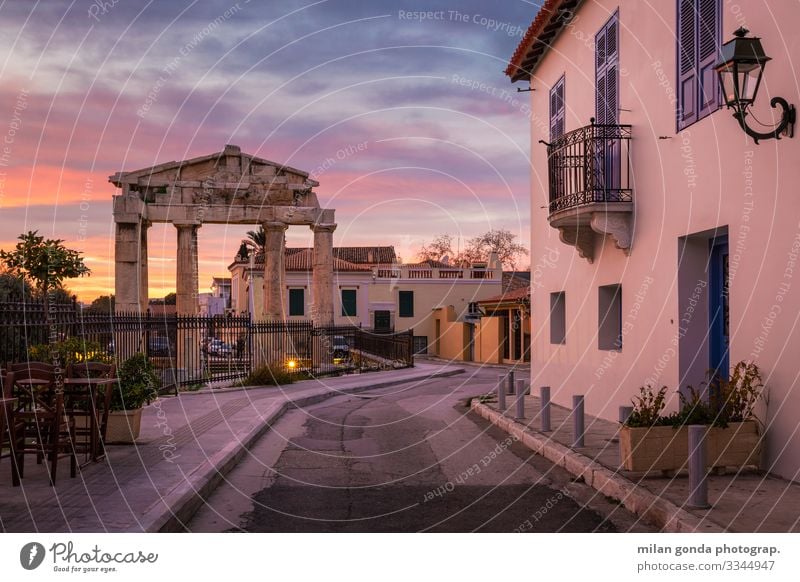 Roman Agora in Athens. Landscape Old town Ruin Monument Street Historic Europe Mediterranean Greece Greek Attica Plaka Monastiraki cityscape remains landmark