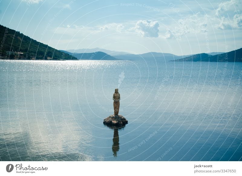 Chimera in a bay, Euboea Meditation 1 Sculpture Beautiful weather Bay Ocean the Aegean Attentive Inspiration Mystery Mermaid Silhouette Reflection Sunlight