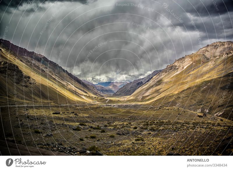 Panoramic view of a big valley in the cordillera of the andes Vacation & Travel Tourism Adventure Summer Mountain Hiking Climbing Mountaineering Environment