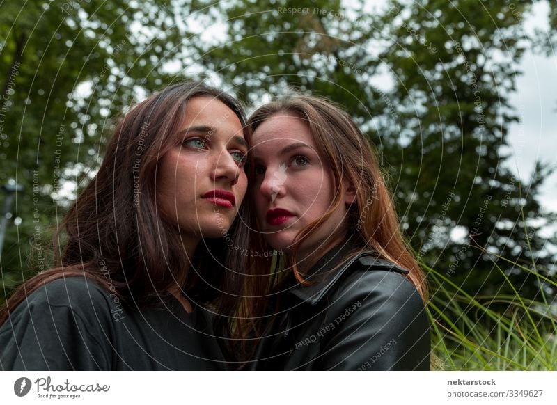 Two Young Women of Different Races Standing Close Beautiful Woman Adults Friendship Youth (Young adults) Youth culture Nature Together Uniqueness Power Idea