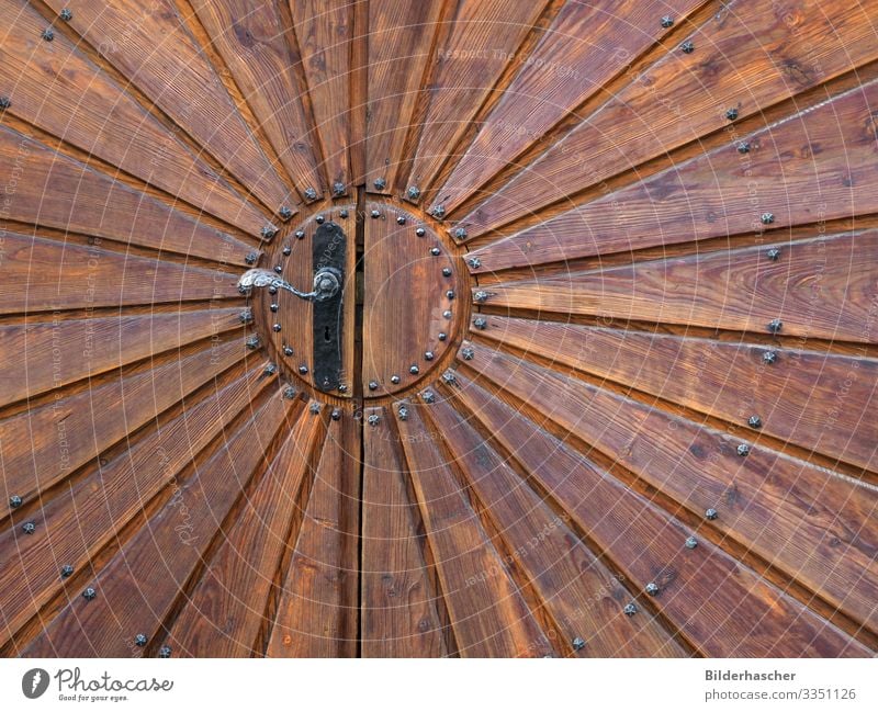 Door opener Wooden door Barn Wooden gate Front door Wood backing Brown Radial Rivet Riveted Wood grain Wooden board Texture of wood Background picture Joist