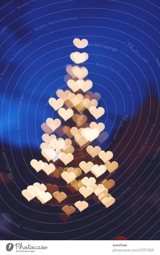 hearts for all lonely hearts Tree Christmas tree Heart tree Abstract Many Light Experimental Blur Valentine's Day Love Affection Hope Infatuation Friendship