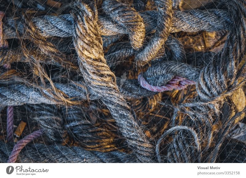 Old heap of ropes stacked untidily Ocean Climbing Mountaineering Sailing Industry Tool Rope Coast Harbour Watercraft String Colour equipment waterfront Jetty