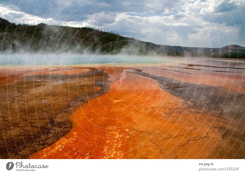 dangerous beauty Vacation & Travel Tourism Environment Nature Landscape Elements Water Clouds Storm clouds Tree Volcano Source Hot springs Natural phenomenon